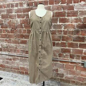 Sleeveless Button-Down Tan Dress